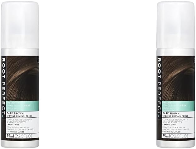 ROOT PERFECT Hair Concealer Spray, Dark Brown, 75ml (Pack of 2), –