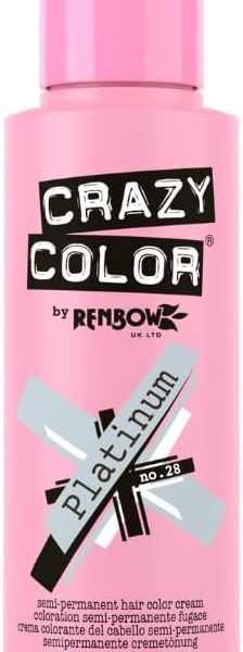 Renbow Crazy Color Semi Permanent Hair Color Cream Platinum No.28 100ml, –