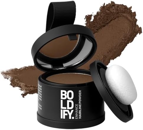 BOLDIFY Hairline Powder – Root Touch Up Hair Color for Gray Coverage – Bald Spot Concealing Hair Powder for Women and Men – 48-Hour Stain-Proof – Light Brown, –