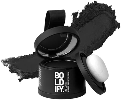 BOLDIFY Hairline Powder – Root Touch Up Hair Color for Gray Coverage – Bald Spot Concealing Hair Powder for Women and Men – 48-Hour Stain-Proof – Black, – 14.95