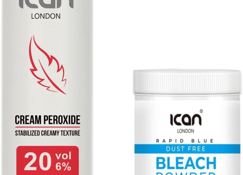 ICAN LONDON PROFESSIONAL CREAM PEROXIDE 20 VOL 6% 250 ML + RAPID BLUE POWDER BLEACH 80 G JAR SET, – 7.49