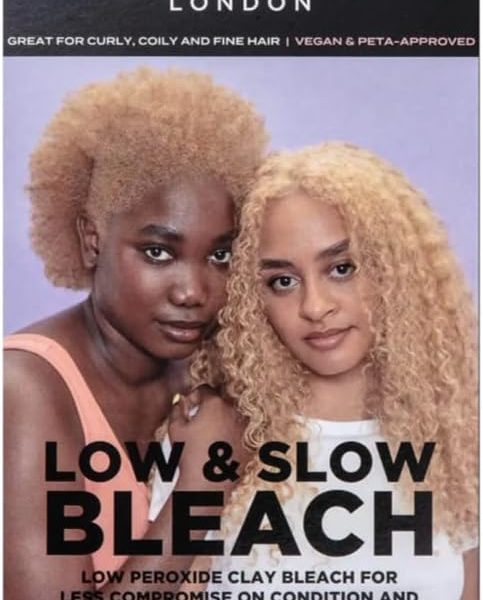 Bleach London Low and Slow Bleach Kit – Gentle Lightening for Curly, Coily and Fine Hair – Lifts Up to 6 Levels – Includes Bond Restoring Mask – Suitable for All Hair Types – (Complete Kit), –