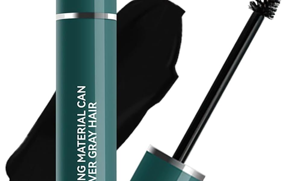Black Hair Mascara for Grey Hair Cover Up, Root Touch Up Stick with Brush, Temporary Black Hair Dye, Waterproof Hair Root Colour Touch Up, Long-Lasting Grey Hair Coverage for Men and Women, –