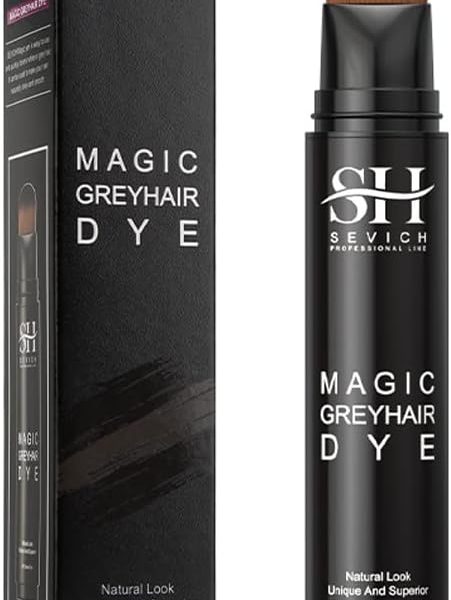 SEVICH Grey Hair Dye Brush Pens – Hair Root Touch Up Temporary White Hair Cover for Solon Home 20ml Darkbrown, – 7.99