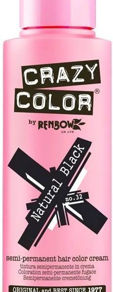 Crazy Color Hair Color Cream Number 32, Natural Black 100 ml, – 5.79