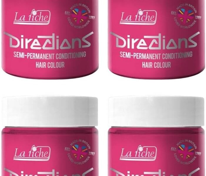 4x La Riche Directions Semi-Permanent Hair Color 100ml Tub – Carnation Pink, – 15.70