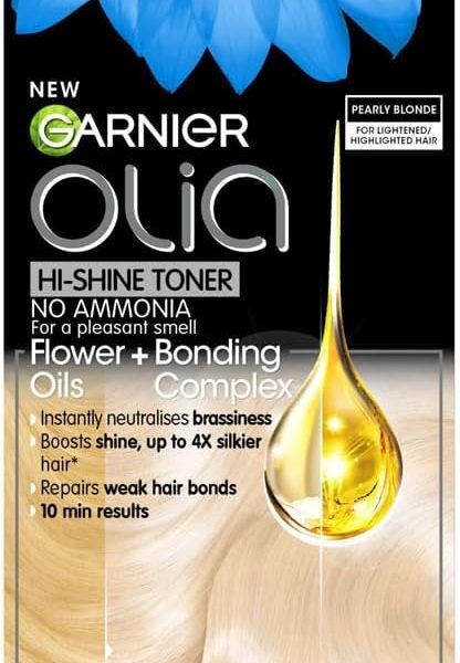 Garnier Olia Hi-Shine Hair Toner, Neutralises Brassy Tones, No Ammonia, Vegan Formula, Colour: 10.02 Pearly Blonde, 174ml, – 10.99
