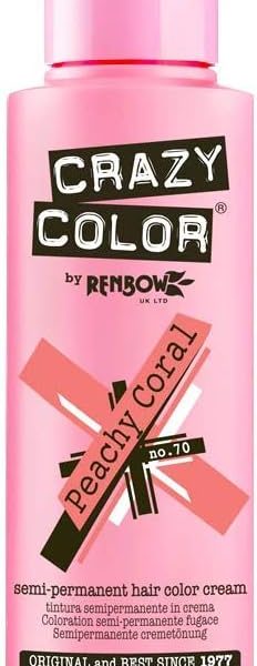 Crazy Color Hair Tint Number 70, Peachy Coral 100 ml, – 6.09