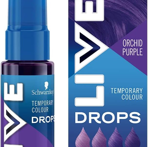 Schwarzkopf LIVE Colour Drops, Vegan, Semi-permanent, Purple Hair Dye, Lasts 2 to 12 Washes, Orchid Purple 30 ml, – 8.00