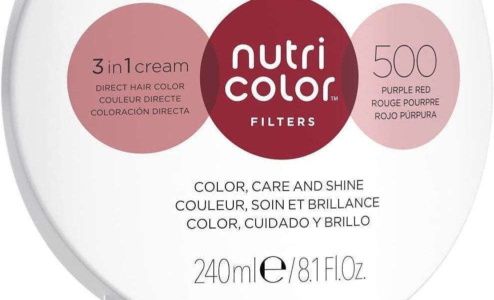 REVLON PROFESSIONAL NUTRI COLOR FILTERS, Bright Semi-Permanent Direct Hair Dye, 500 Purple Red, 240 ml, – 14.07