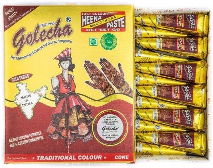 12 x Kajal Kaveri Mehndi Cones Dark Brown Mehndi All Natural Body Art Organic Temporary Tattoo, – 359