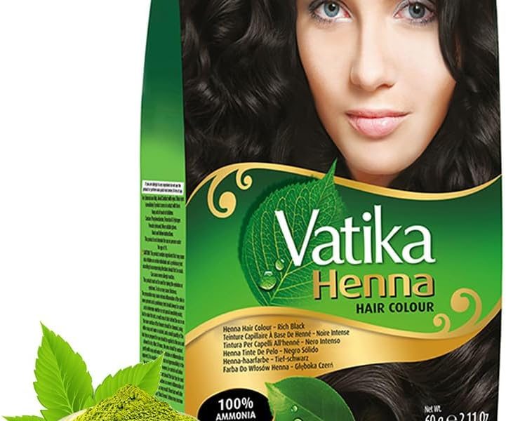 Vatika Henna Rich Black Hair Colour – 60g (6 x 10g Sachets), Natural & Nourishing Hair Dye, 100% Ammonia Free, For Vibrant Color, Shine, & Coverage, … 5.00