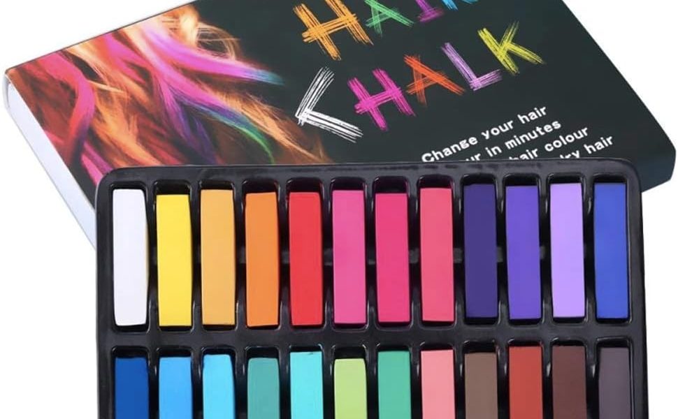 Hair Chalk, 24 Colors Set Non-Toxic Temporary Hair Color Chalk Dye Soft Pastels for Women and Girls Hair, –