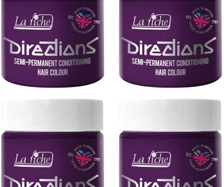 4x La Riche Directions Semi-Permanent Hair Color 100ml Tub – Plum, – 15.70