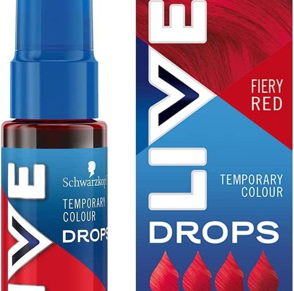 Schwarzkopf LIVE Colour Drops Fiery Red Temporary Hair Dye, 30ml, Hair Colour Drops for Colour that Lasts 2-12 Washes, Red Hair Dye Drops, – 4.12