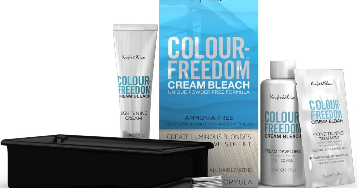 Knight & Wilson Colour-Freedom Cream Hair Bleach. Ammonia-Free Formula Lifts up to 8 Shades. Protects & Repairs While Lightening. Complete bleaching kit including Tint Bowl & Brush,Packaging may vary, – 13.44