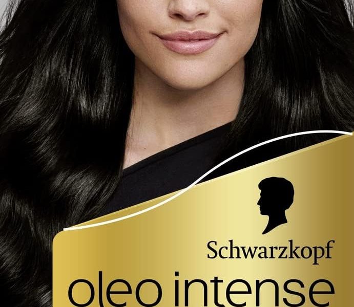 Schwarzkopf Oleo Intense Permanent Oil Colour 1-10 Intense Black Hair Dye, 100% Grey Coverage, Conditioner with HaptIQ System, Long-Lasting, Ammonia Free, – 3.15