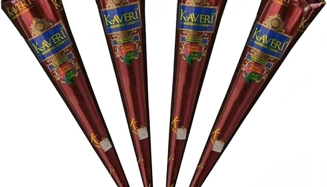 4 x Kaveri Mehndi Cones Dark Brown Maroon Mehndi Cones All Natural Body Art Organic Henna Mahendi Cones Temporary Tattoo Cones, – 4.99