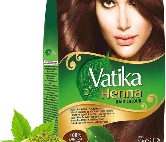 Vatika Henna Natural Brown Hair Colour – 60g (6 x 10g Sachets), Natural & Nourishing Hair Dye, 100% Ammonia Free, For Vibrant Color, Shine, & Coverage, – 6.00