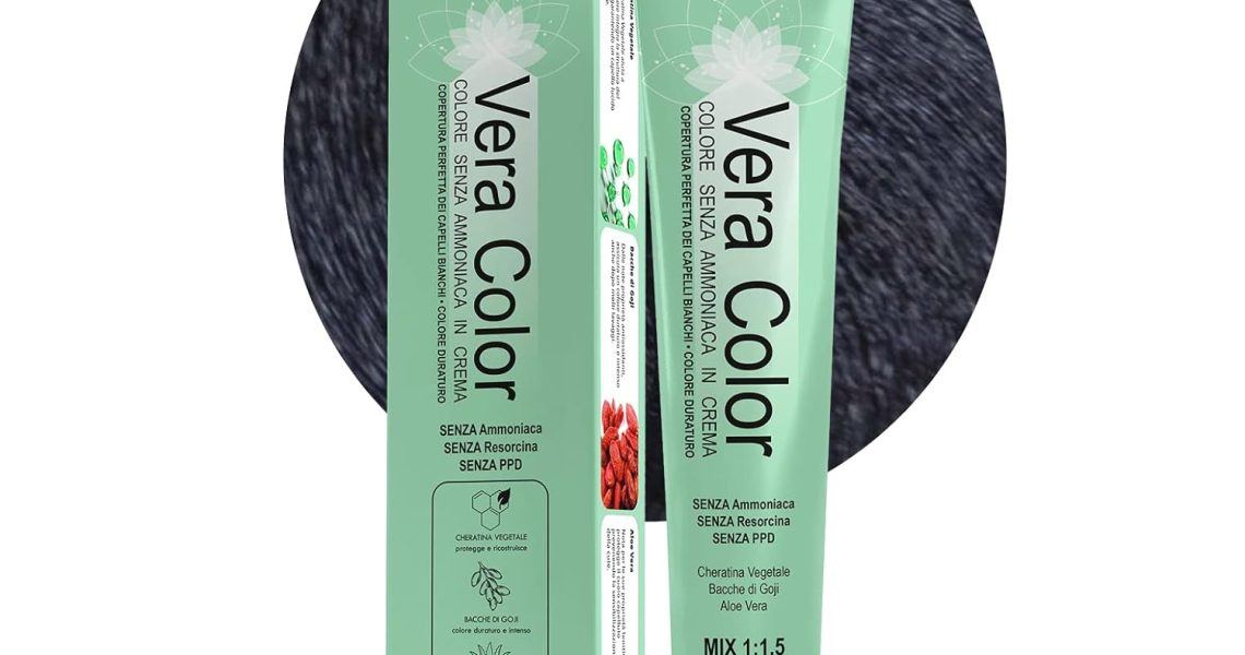 Vera Color – 1.1 Blue Black – Professional Permanent Hair Dye, No Ammonia Cream Hair Colour with Plant Keratin, Aloe Vera and Goji Berries – Total Coverage of Grey Hair – 100 ml, – 10.37