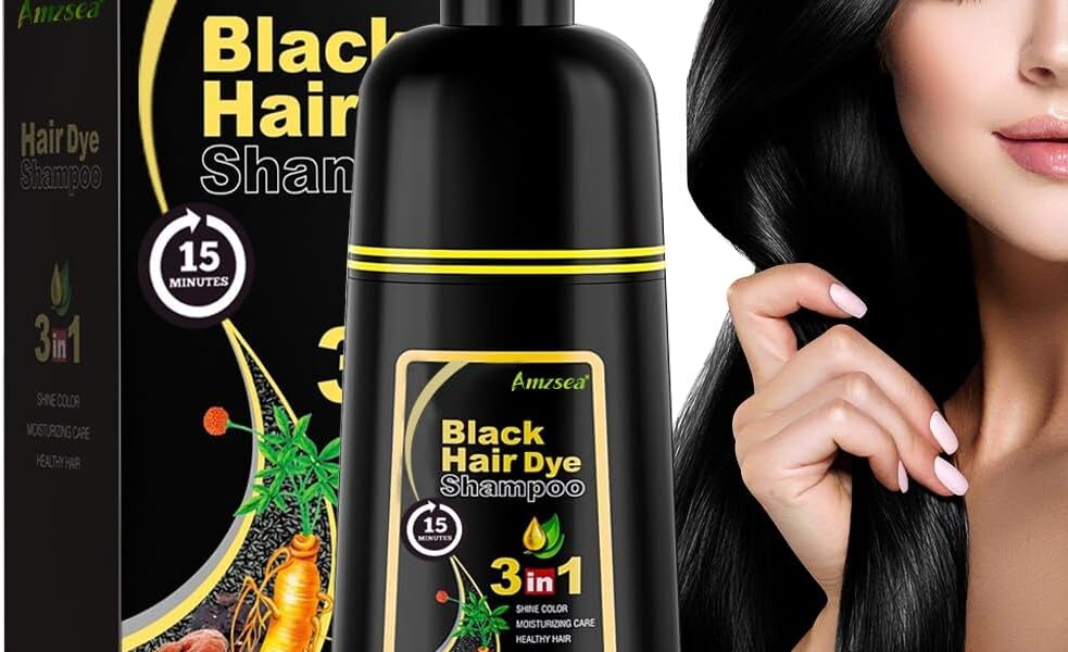 Black Hair Dye Shampoo for Gray Hair, Semi-Permanent Hair Color Shampoo for Women and Men, Herbal Ingredients and Ammonia Free, 3 in 1-100% Grey Coverage(17.6 Fl oz) (Black), – 26.99