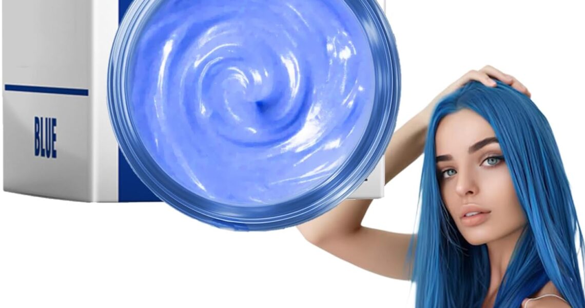 Hair Colour Wax, Blue Hair Dye,One-time Temporary Modeling Natural Colour Hair Dye Wax,Hair Dye Wax for Party Cosplay DIY Halloween (Blue, One Size), – 7.48