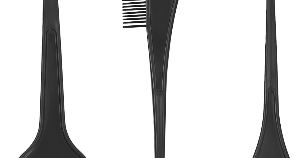 3 Pcs Hair Coloring Brushes, Hair Dye Brushes Tool Set, Double-sided Hair Dying Combs Brushes Set for DIY Hair Coloring Dyeing Salon Brushes – Black, –