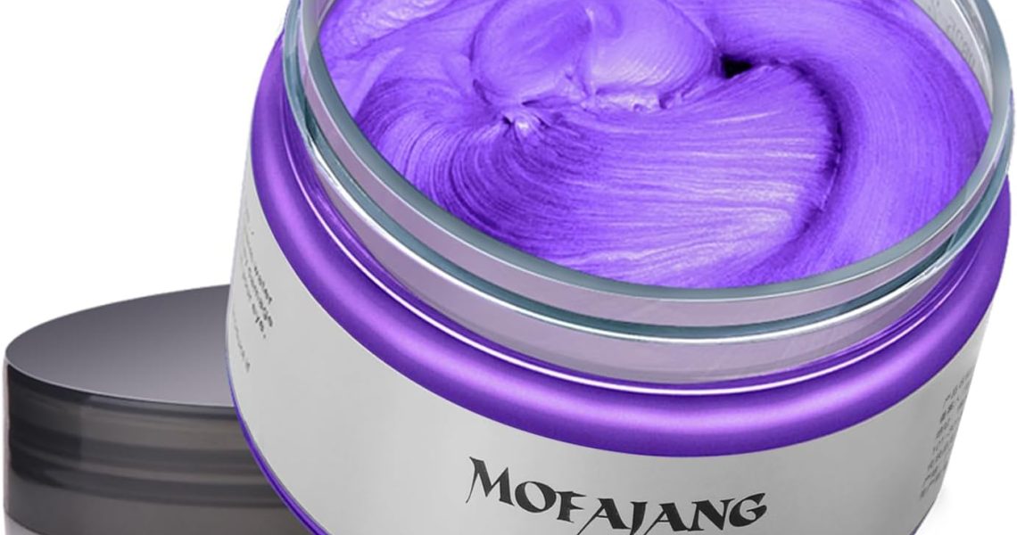 Hair Colour Wax, 120g Temporary Coloured Hair Paint Wax, Easy Washable Colour Change Hair Dye for Kids,Women,Men (Violet), –