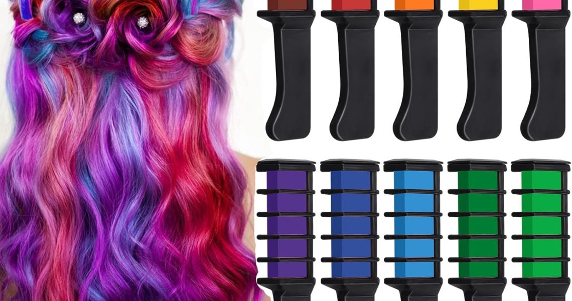 Hair Chalk for Girls, EBANKU 10 Color Temporary Bright Hair Dye for Birthday Gifts for Girls Age 5 6 7 8 9 10 11 12 Washable Colour Hairspray for Girls DIY Cosplay Halloween Christmas, – 5.99