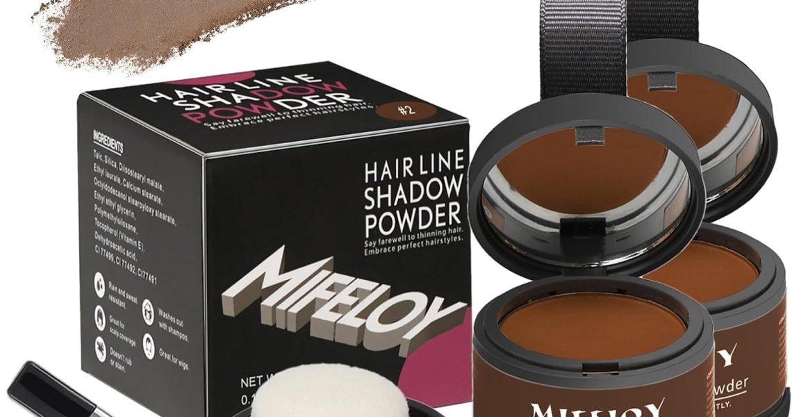 MIFELOY 2 Set Root Cover Up Powder, Medium Brown, Touch Up Hair Color for Grey, Roots Coverage Powder for Thinning Grays Hairline, Roots Concealer for Beard Line Eyebrow, Instantly Conceals Hair Loss, – 10.82