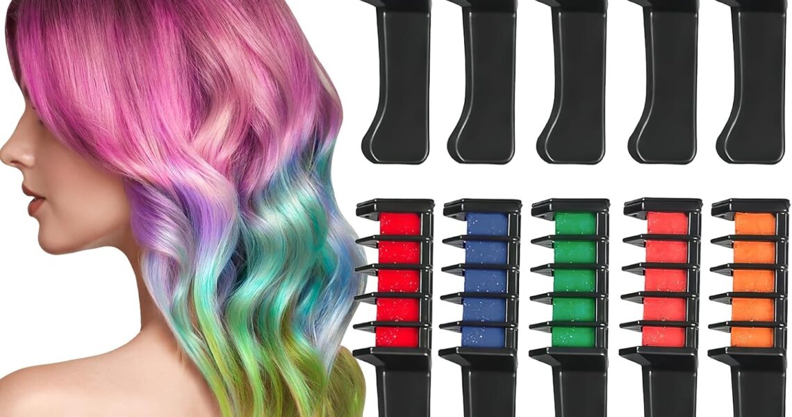 10 Colors Hair Chalks for Girls, Washable Non-Toxic Hair Chalk Comb Temporary Bright Hair Coloring Kids Hair Dye, Hair Color Dyeing Tool for Cosplay DIY Party Halloween Christmas Birthday Gifts Age 5+, – 7.42