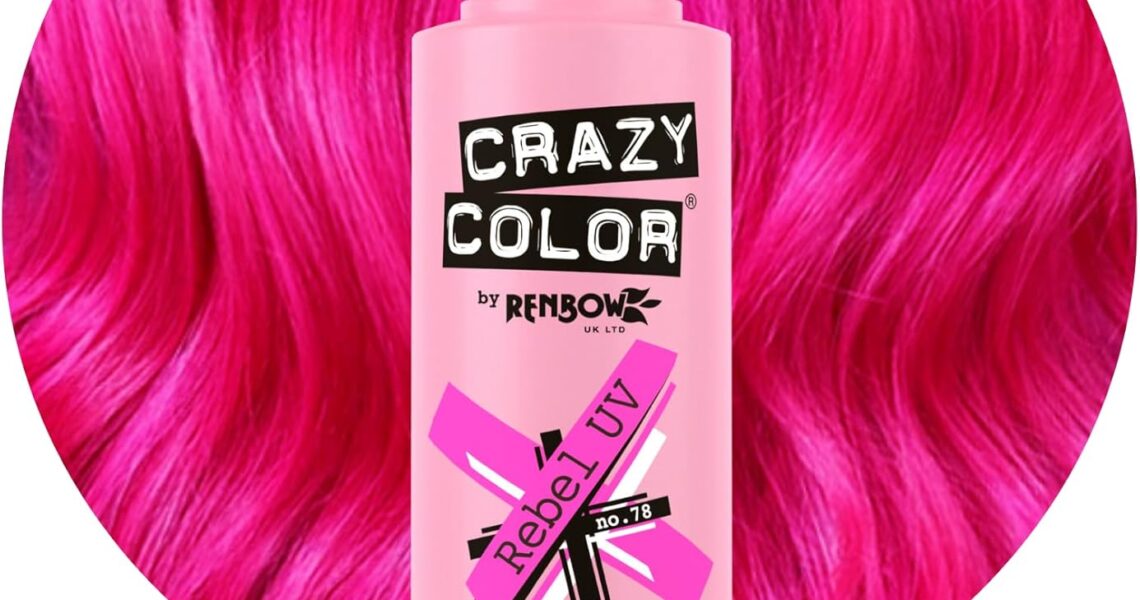 Crazy Color Vibrant Rebel UV Semi-Permanent Hair Dye. Highly Pigmented Neon Pink Conditioning & Oil Nourishing Vegan Formula | No Bleach or Ammonia | 100ml, – 7.25