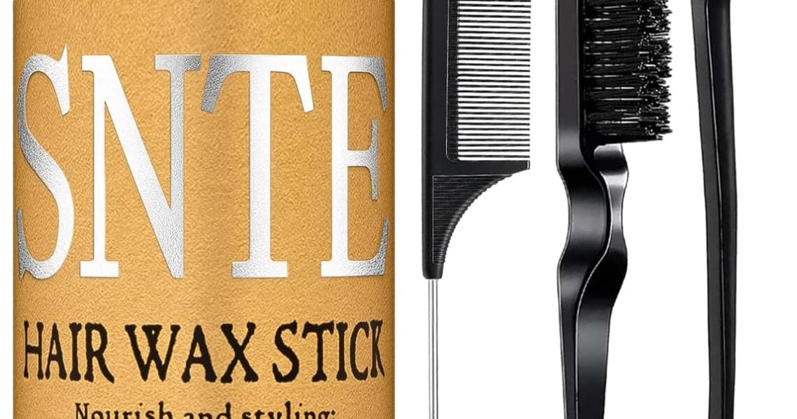 Hair Wax Stick & Slick Back Hair Brush Set, Non-greasy Styling Wax Stick, Slick Back Brush for Smoothing Flyaways & Frizz, Styling Comb Set – Bun Accessories for Women, Teen Girls, – 8.99