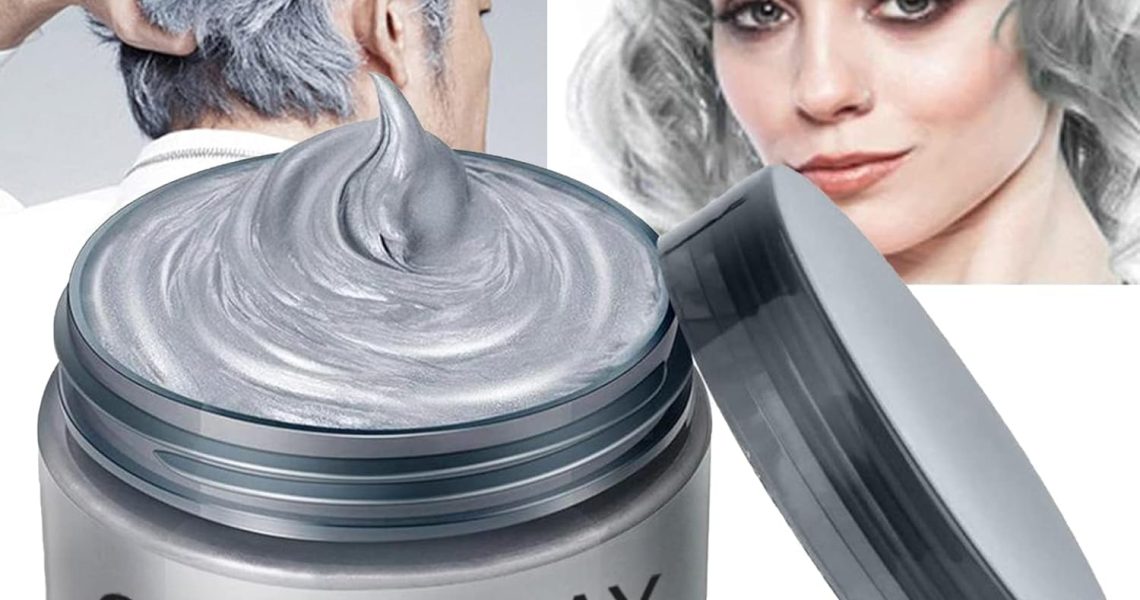 Temporary Hair Wax Colour, Hair Spray Temporary, Grey Hair Wax Hair Style Dye Mud, Grey hair dye, Natural Ingredients Washable Hair Styling Cream for Men Women Coloring Wax 100g /3.52 Oz, – 8.99