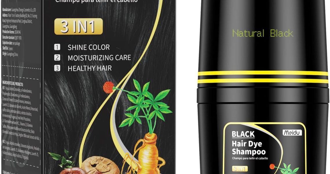 Black Hair Dye Shampoo 3-in-1 for Women and Men, Hair Colour Shampoo Semi-Permanent for Gray Hair Coverage, Instant Natural Hair Dye with Herbal Ingredients, 350ml, – 10.82