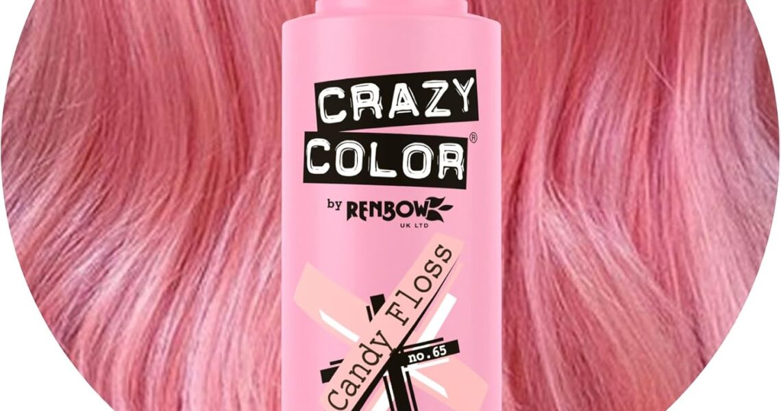 Crazy Color Vibrant Candy Floss Semi-Permanent Hair Dye. Highly Pigmented Pastel Pink Conditioning & Oil Nourishing Vegan Formula | No Bleach or Ammonia | 100ml, – 6.45