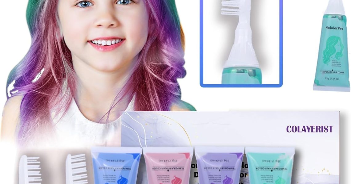 COLAYERIST Temporary Hair Dye for Kids & Adults Washable, 4PCS Hair Chalk for KidsTemporary Hair Colour Wax Girls Birthday Presents, Kids Temporary Hair Makeup Sets Dye for Dark Hair, – 9.99