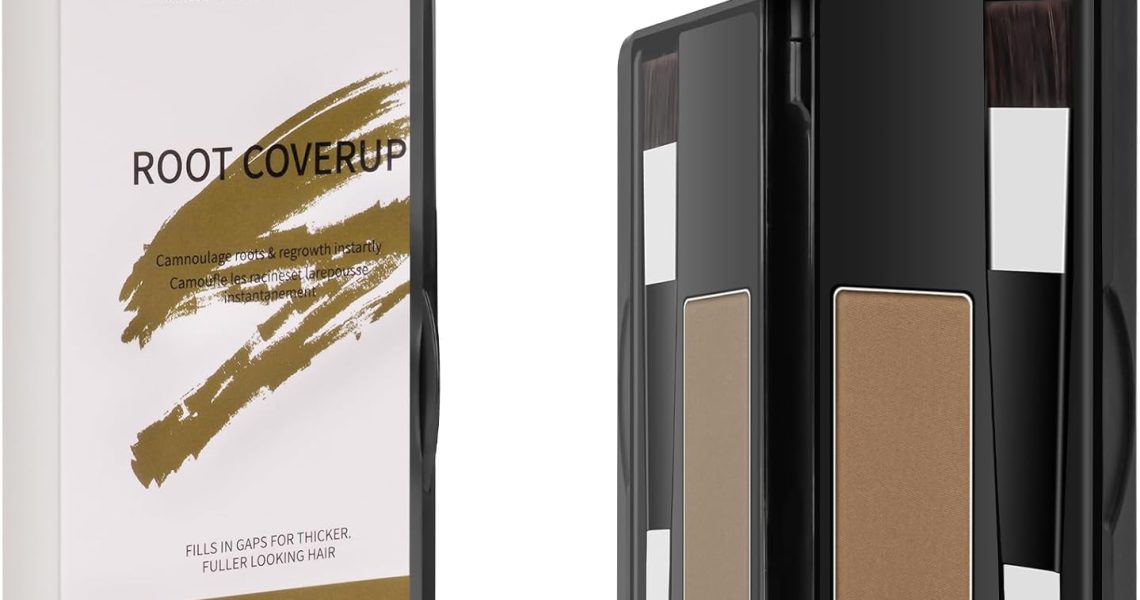 Hair Root Cover Up Powder, Instantly Hairline Powder, Hair Root Touch up Powder with Two-Ended Brush and Mirrored Compact, Waterproof Hairline Powder for Men Women (Light Brown), –