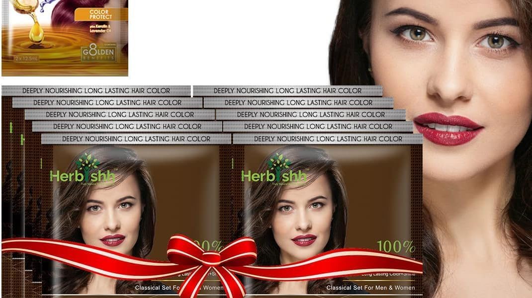 Herbishh Hair Color Shampoo for Gray Hair Hair Dye Shampoo with Argan Hair MaskTravel size-Colors Hair in MinutesLong lasting colour10pack+1packAmmonia-Free (Dark Brown), – 16.99