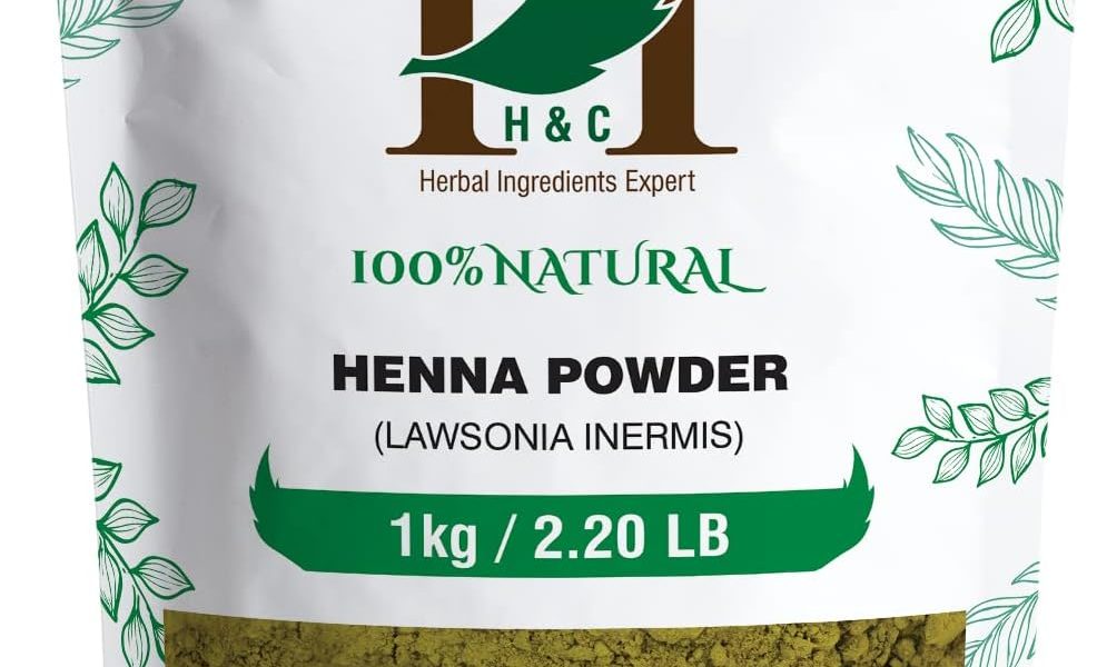 H&C 100% Pure Natural Henna Powder (Lawsonia Inermis) 1Kg (pack | For Hair, – 19.99