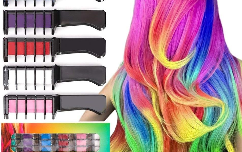 Qivange Hair Chalk Comb, 6 Pcs Temporary Non-Toxic Hair Coloring for Kids, Ideal Cosplay, Halloween, Carnival, Birthday Party Gifts for Girls Boys, – 3.99