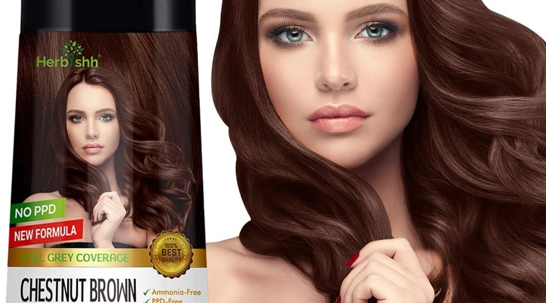 Herbishh Hair Color Shampoo for Gray Hair 400 Ml  Enriched Color Shampoo Hair Dye Formula  Hair Dye Shampoo and Conditioner  Long Lasting & DIY (Chestnut Brown), – 15.33