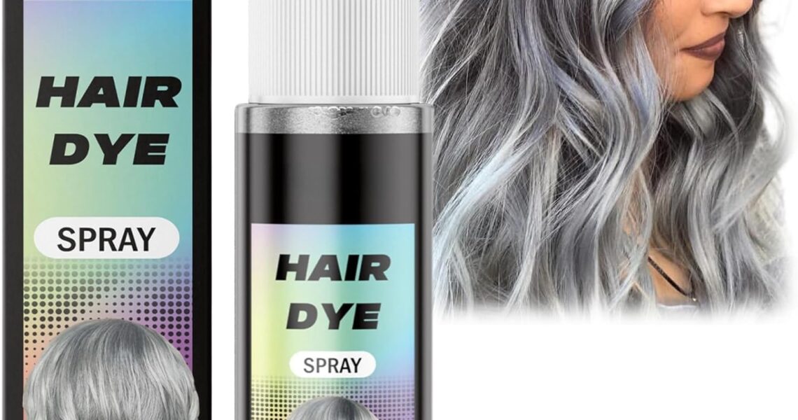 Silver Gray Hair Dye Spray,Silver Metallic Hair Dye Spray,Silver Hair Dye,Low-Irritation Grey Hair Dye Spray,Instant Sliver Grey Hair Dye,Grey Temporary Hair Spray,Easy Use Silver Grey Hair Dye Unisex, – 7.99