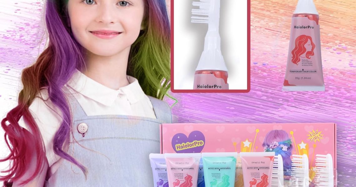 HaiolorPro 6PCS Hair Chalk for Girls & Kids, Temporary Hair Colour Spray for Kids, Temporary Hair Dye Girls Birthday Presents, Kids Temporary Hair Makeup Sets Dye for Dark Hair, – 15.99