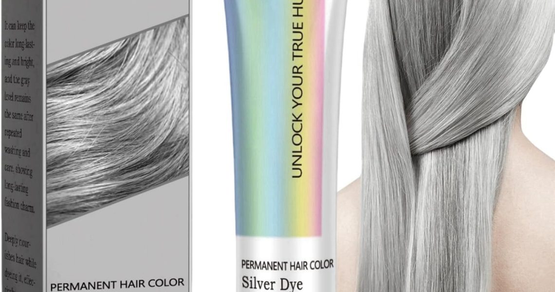 2 In 1 Natural Essence Extract Silver Hair Dye,Silver Metallic Hair Dye,Permanent Hair Color Silver Dye,Easy Use Silver Grey Hair Dye Unisex,Fashion Long-Lasting Grey Hair Dye for All Hair Types, – 7.49