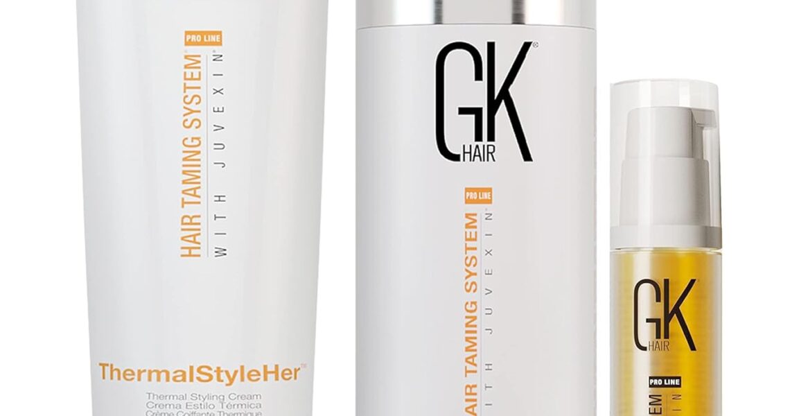 GK HAIR Frizz Ease Argan Oil Hair Serum 50ml Bundle with Detangler Leave In Hair Cream 120ml and Heat Protection ThermalStyleHer Styling Cream 100ml, – 38.70