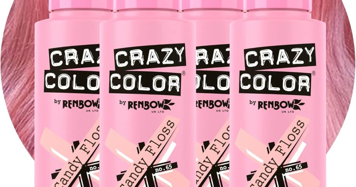 Crazy Color Vibrant Candy Floss Semi-Permanent 4 Pack Quad Hair Dye. Highly Pigmented Pastel Pink Conditioning & Oil Nourishing Vegan Formula No Bleach or Ammonia 400ml, – 22.35