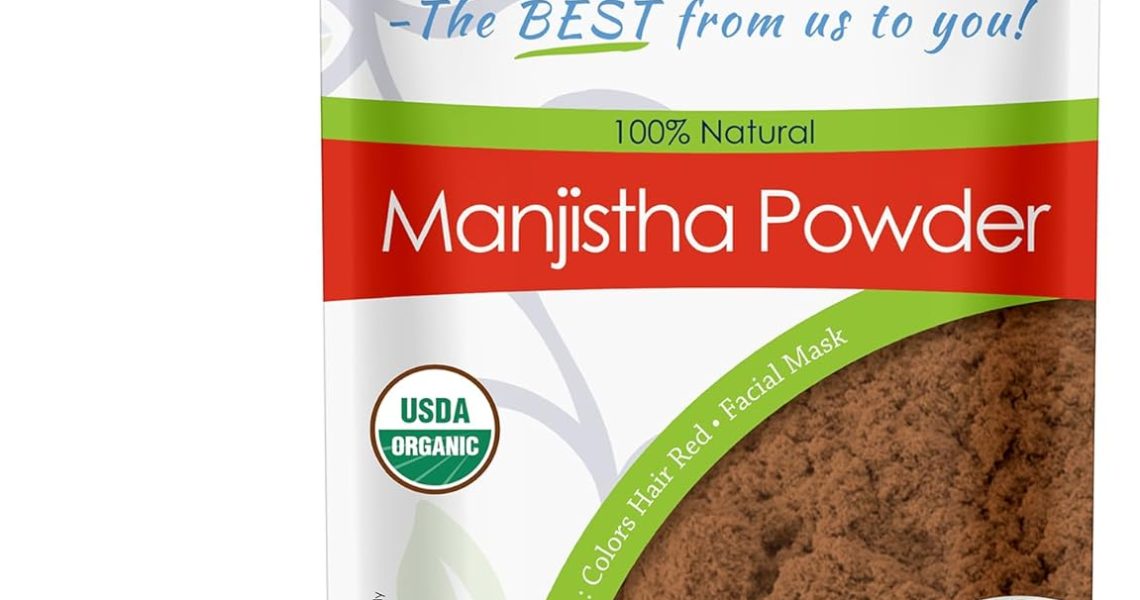Davis Finest Organic Manjistha Powder 100g, Pure & Natural Rubia Cordifolia Indian Madder Root, Ayurvedic, Hair & Skin, Face Mask, Brightening – Red Hair Dye Colour, Conditioner, Refresher, – 7.99