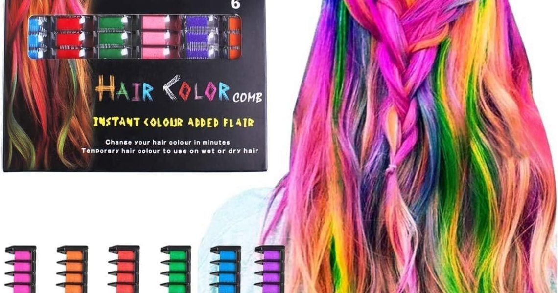 Hair Chalk Comb, 6 Colors Temporary Hair Dye Marker Gifts for Adults 8 9 10 11 12 years old Girls Kids for Halloween Christmas Birthday Party, Cosplay, – 3.99