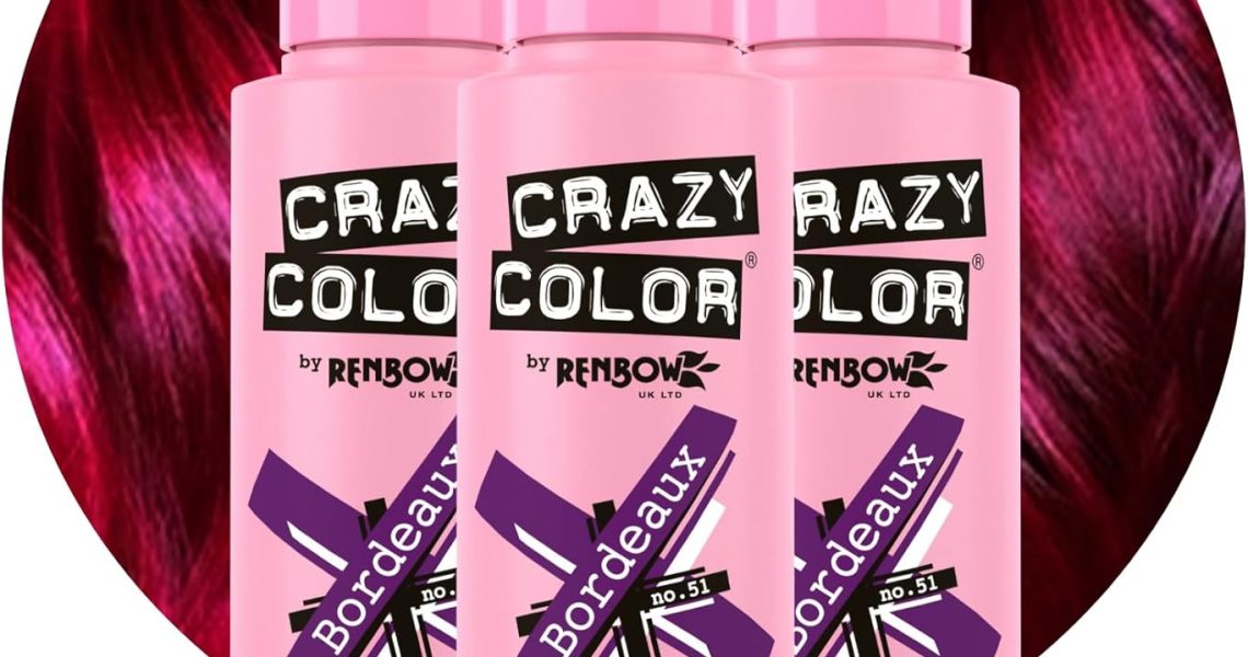 Crazy Color Vibrant Bordeaux Semi-Permanent Trio Hair Dye. Highly Pigmented Plum Wine Conditioning & Oil Nourishing Vegan Formula | No Bleach or Ammonia | 300ml, –